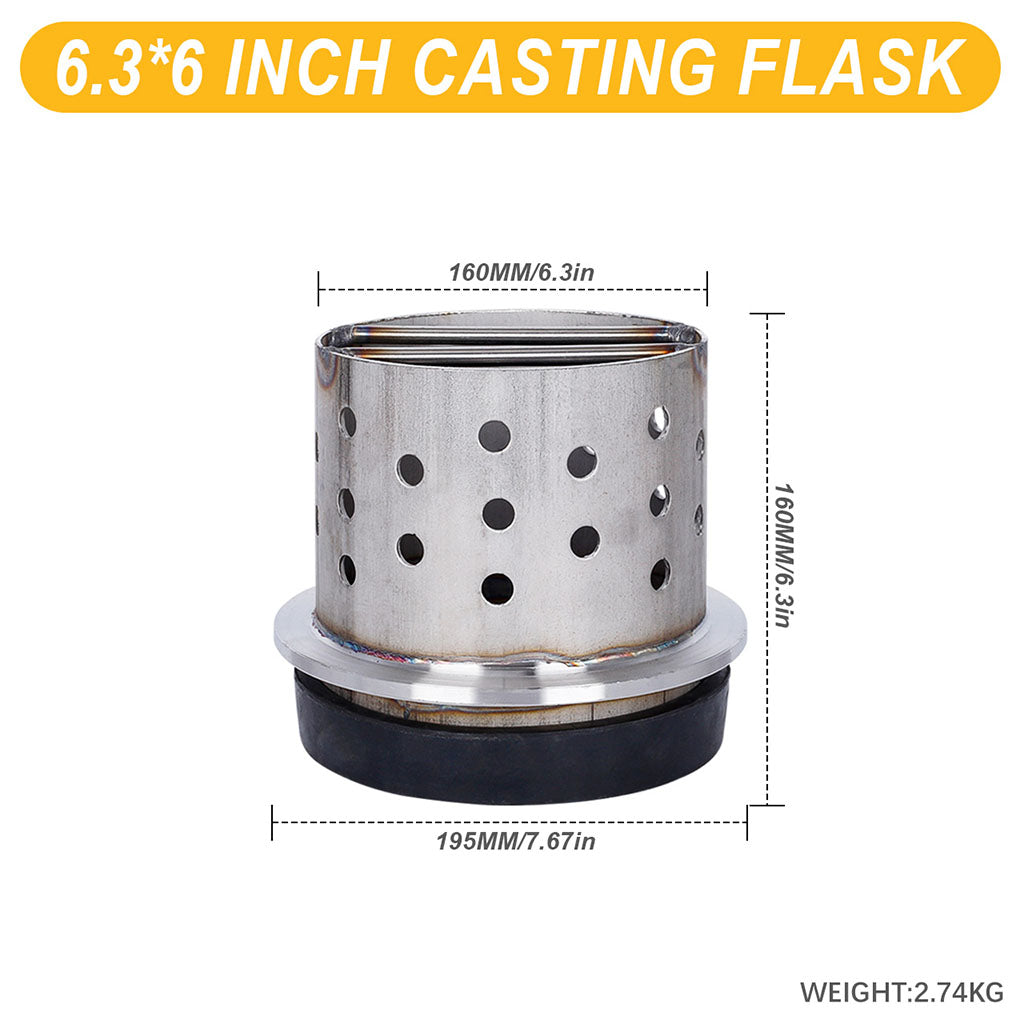 Tooltos 8.6 inch Perforated Stainless Steel Casting Flask Wall Flanged Vacuum Casting Plaster Mold