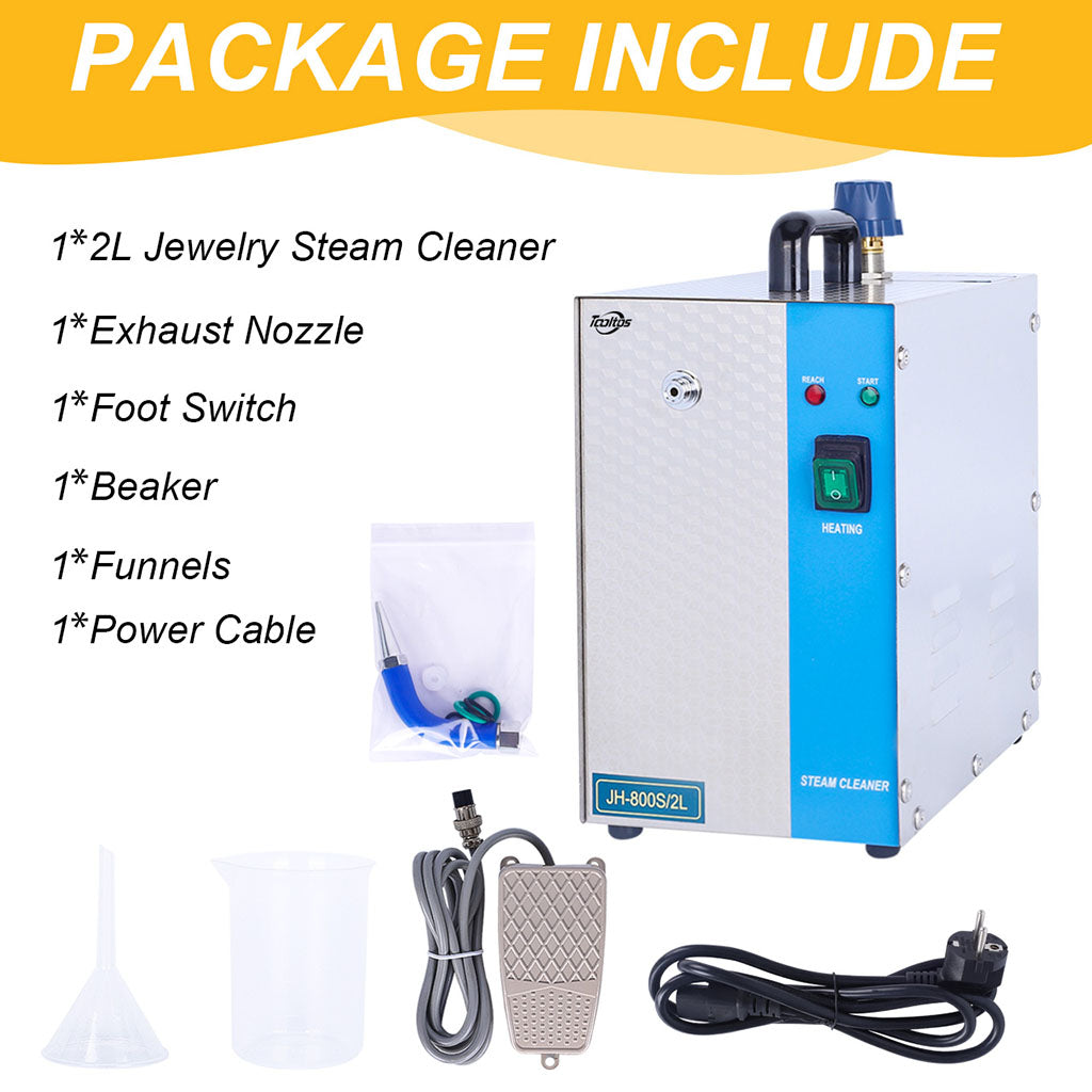 Tooltos 2L Gold Silver Stainless Steel Jewelry Steam Cleaner