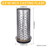 Tooltos 8.6 inch Perforated Stainless Steel Casting Flask Wall Flanged Vacuum Casting Plaster Mold