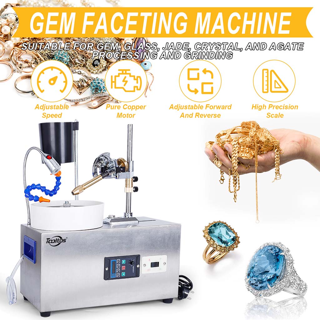 Tooltos 3000RPM Gemstone Faceting Machine 180W Jade Grinding Polishing Machine