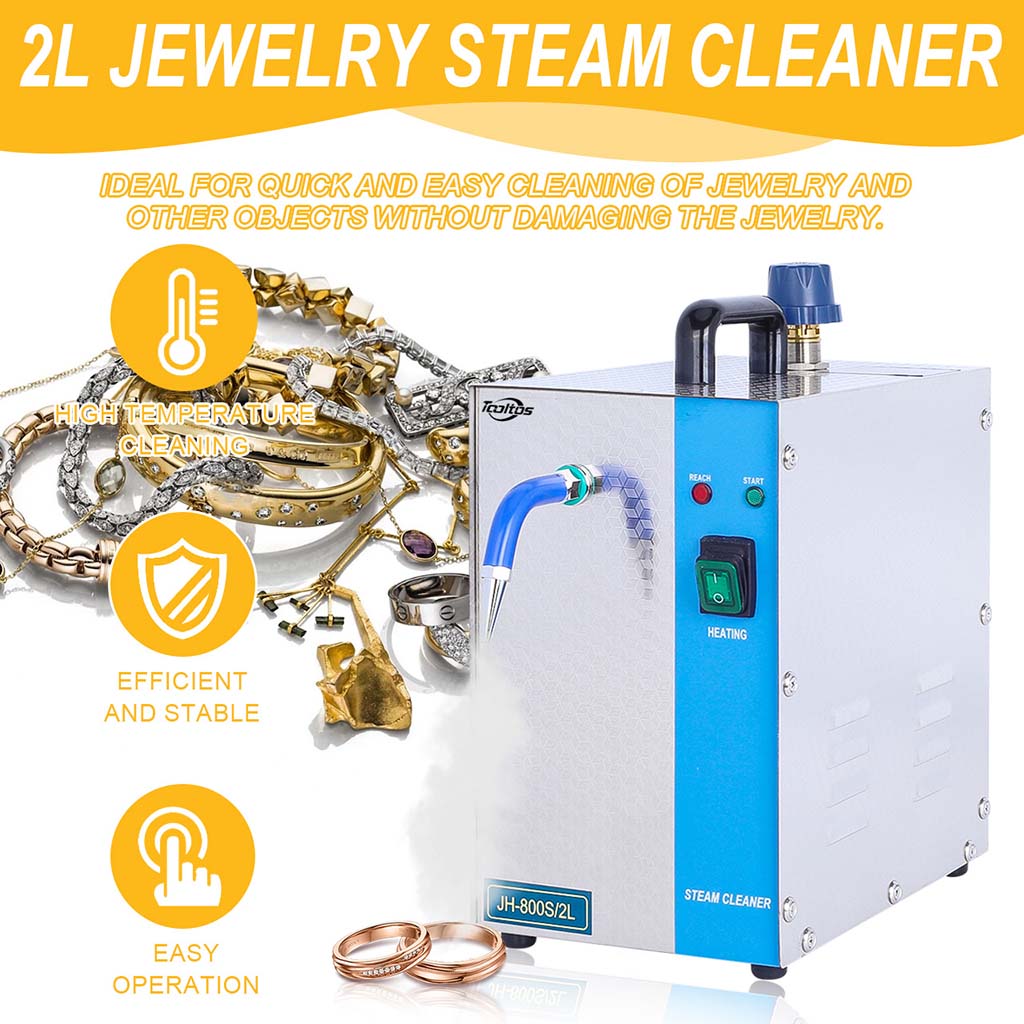 Tooltos 2L Gold Silver Stainless Steel Jewelry Steam Cleaner