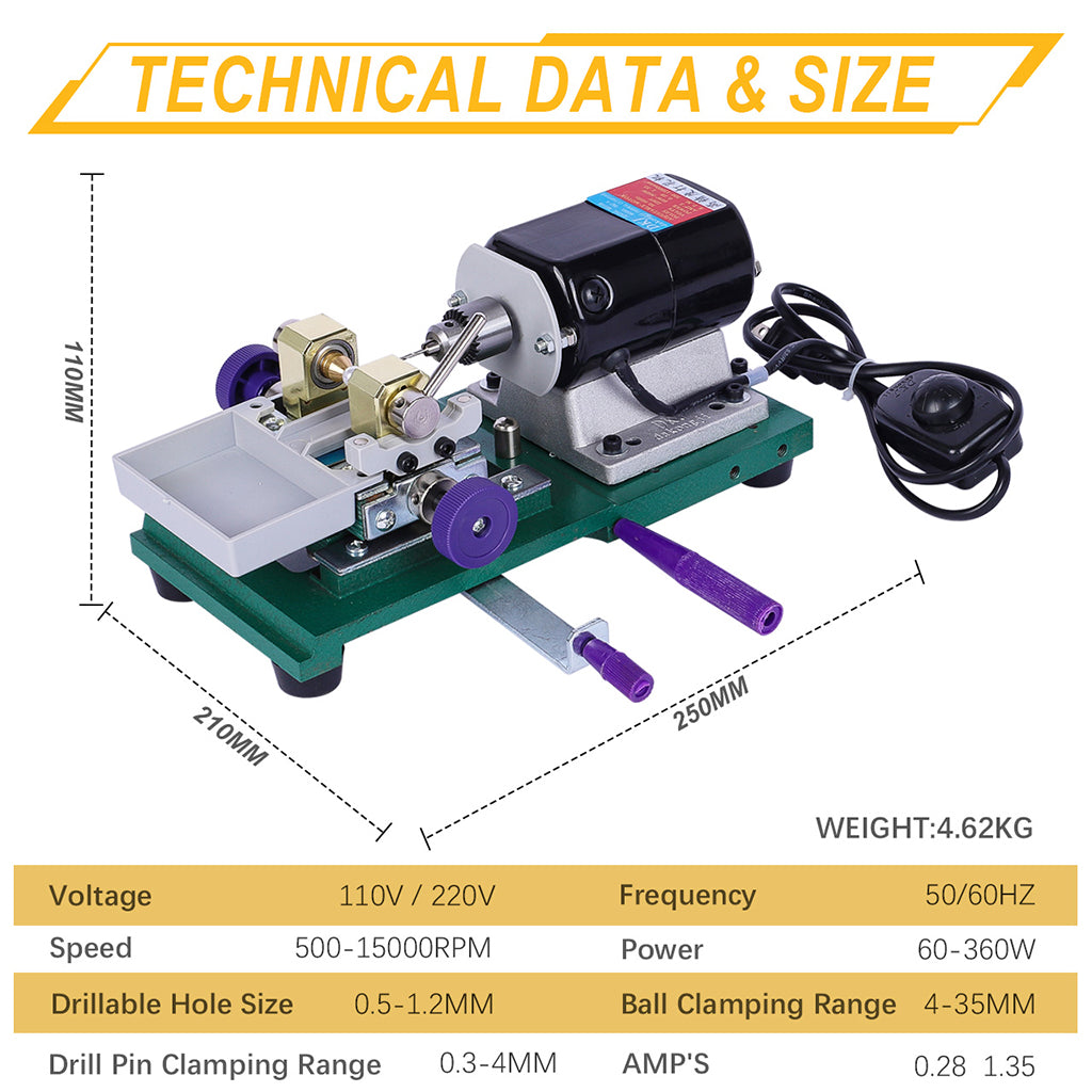 Tooltos 15000RPM Jewelry Beads Holing Pearl Drilling Machine