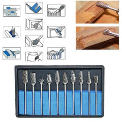 Tooltos Jewelry Tool 10 Pcs Tungsten Carbide Rotary Burrs Set