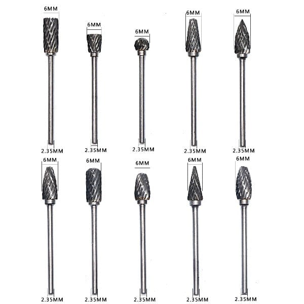 TokTos Jewelry Tool 10 Pcs Tungsten Carbide Rotary Burrs Set