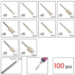 Tooltos Jewelry Tool 100pcs Multifunctional Wool Felt Mandrel Mounted Grinding Polishing Set