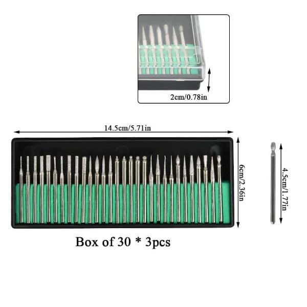 Tooltos Jewelry Tool 2.35mm / 2 Box 30Pcs Diamond Burrs Drill For Dremel Craftsman Rotary Tool