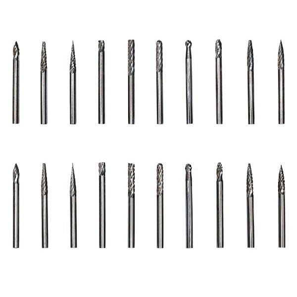 Tooltos Jewelry Tool 20Pcs Tungsten Steel Solid Carbide Rotary Diamond Burrs