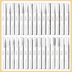 Tooltos Jewelry Tool 30Pcs Diamond Burrs Drill For Dremel Craftsman Rotary Tool