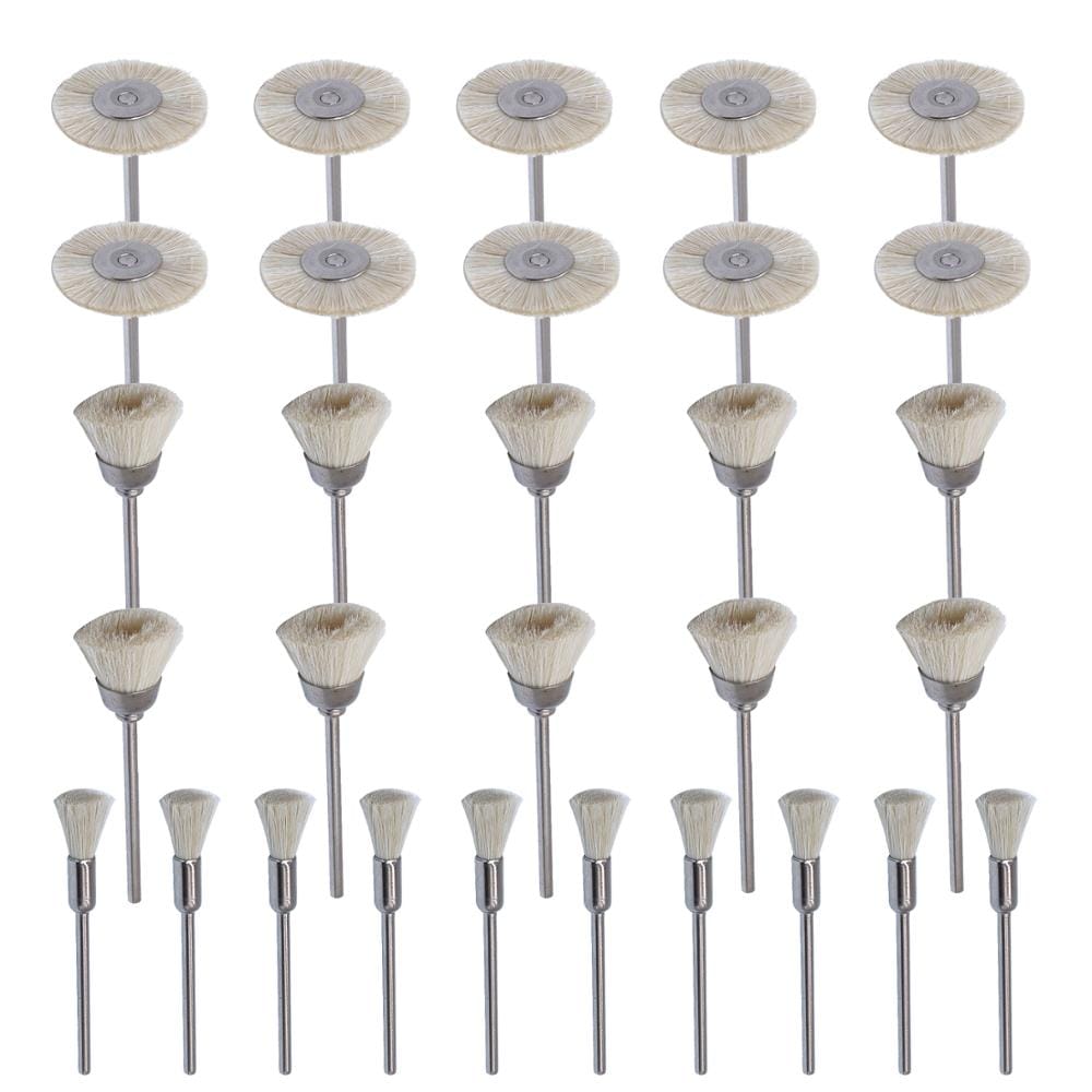 Tooltos Jewelry Tool 30PCS White 30Pcs Nylon Bristle Brushes Polishing Buffing Wheels