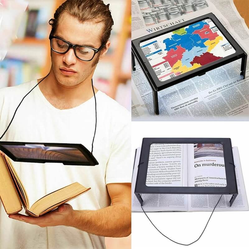 Tooltos Jewelry Tool A4 Full Page Large 3X Giant Hands Free Desk Foldable Magnifying