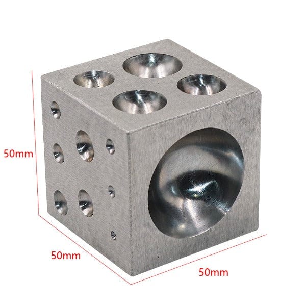 Tooltos Jewelry Tool Dapping Block Square with Polished High Carbon Steel Cavities Bell Making Punching Tools