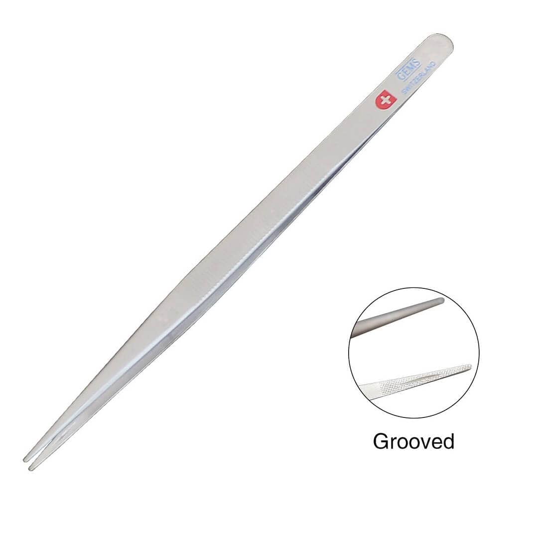 Tooltos Jewelry Tool Grooves Anti-Slip Pointed With Lock Groove Diamond Tweezers