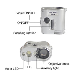 Tooltos Jewelry Tool Handheld Portable Mini 60x Microscope