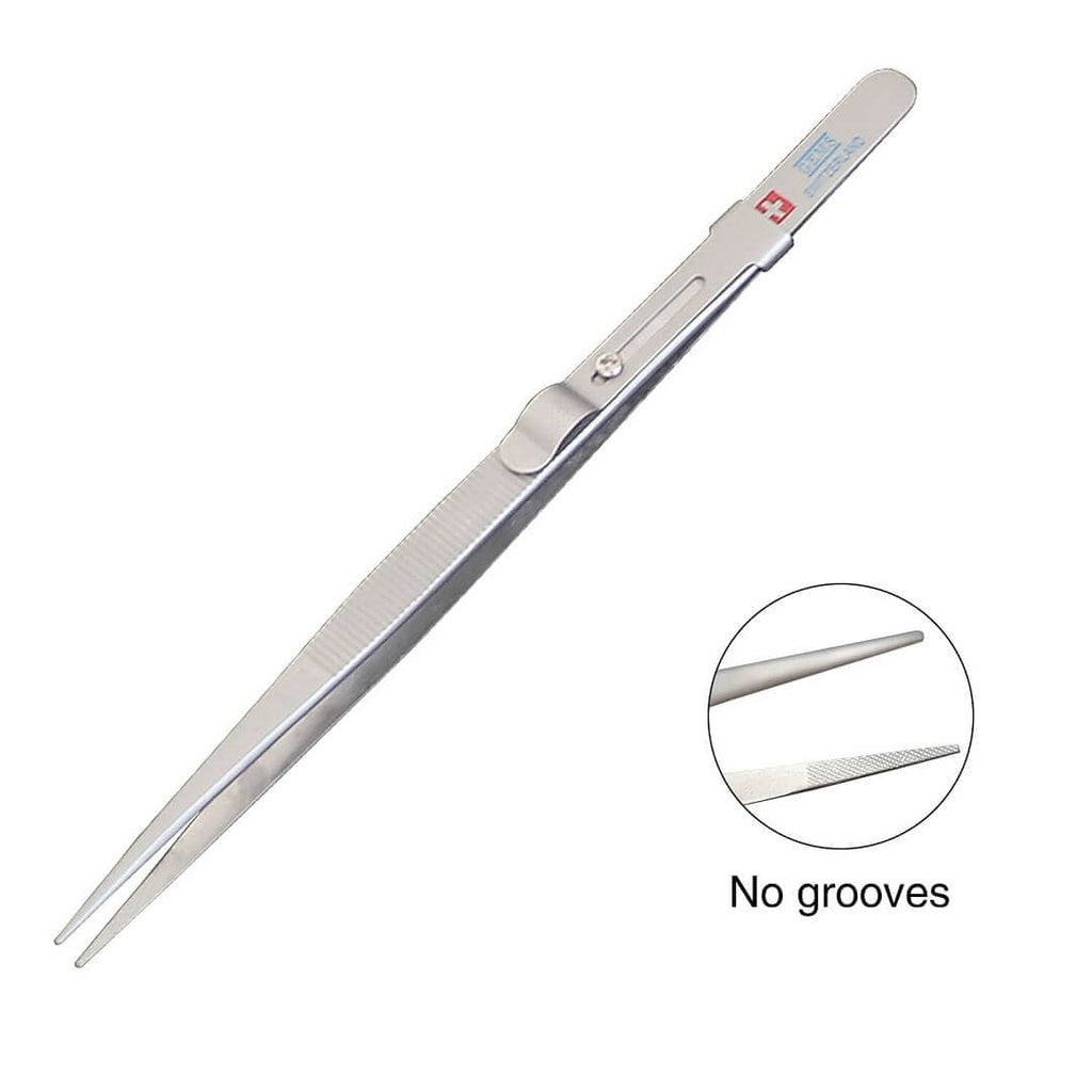 Tooltos Jewelry Tool No grooves With lock Anti-Slip Pointed With Lock Groove Diamond Tweezers