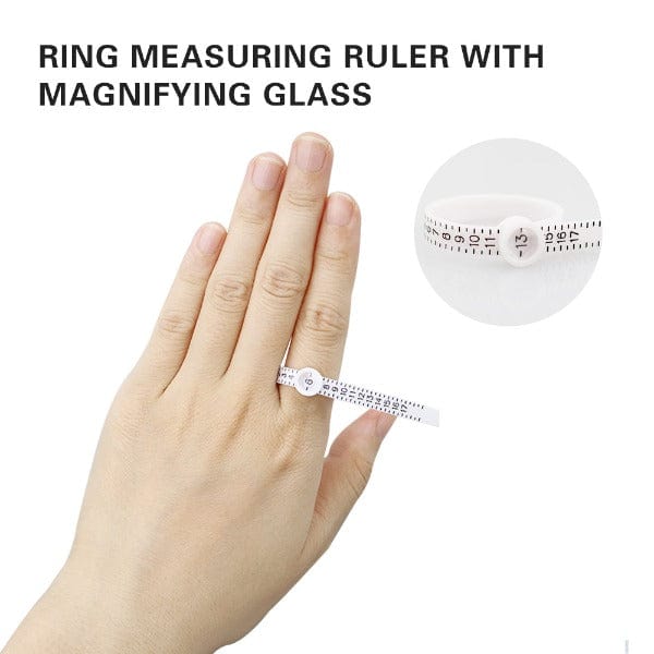 Tooltos Jewelry Tool Ring Size Ruler Finger Size Measure with Magnifier