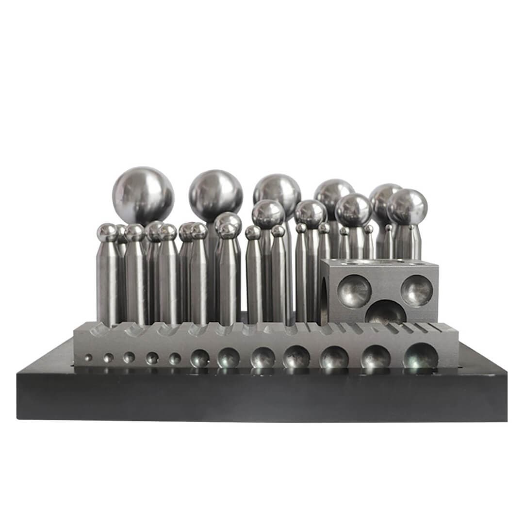 Tooltos Jewelry Tool Steel Dapping Set - 29 Punches and Block