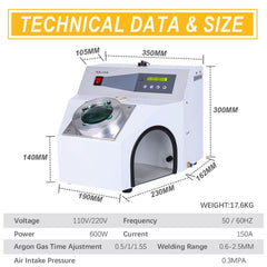 Tooltos Jewelry Tools 150A Argon Pulse Intelligent Jewelry Spot Welding Machine With Magnifier