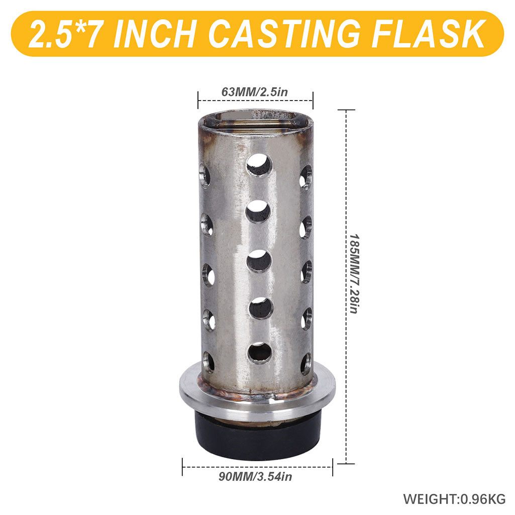 Tooltos Jewelry Tools 2.5 x 7 inch Tooltos 2.5 inch Perforated Stainless Steel Casting Flask Wall Flanged Vacuum Casting Plaster Mold