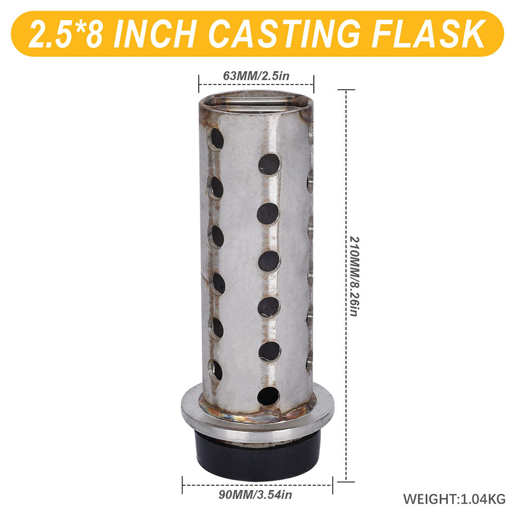 Tooltos Jewelry Tools 2.5 x 8 inch Tooltos 2.5 inch Perforated Stainless Steel Casting Flask Wall Flanged Vacuum Casting Plaster Mold