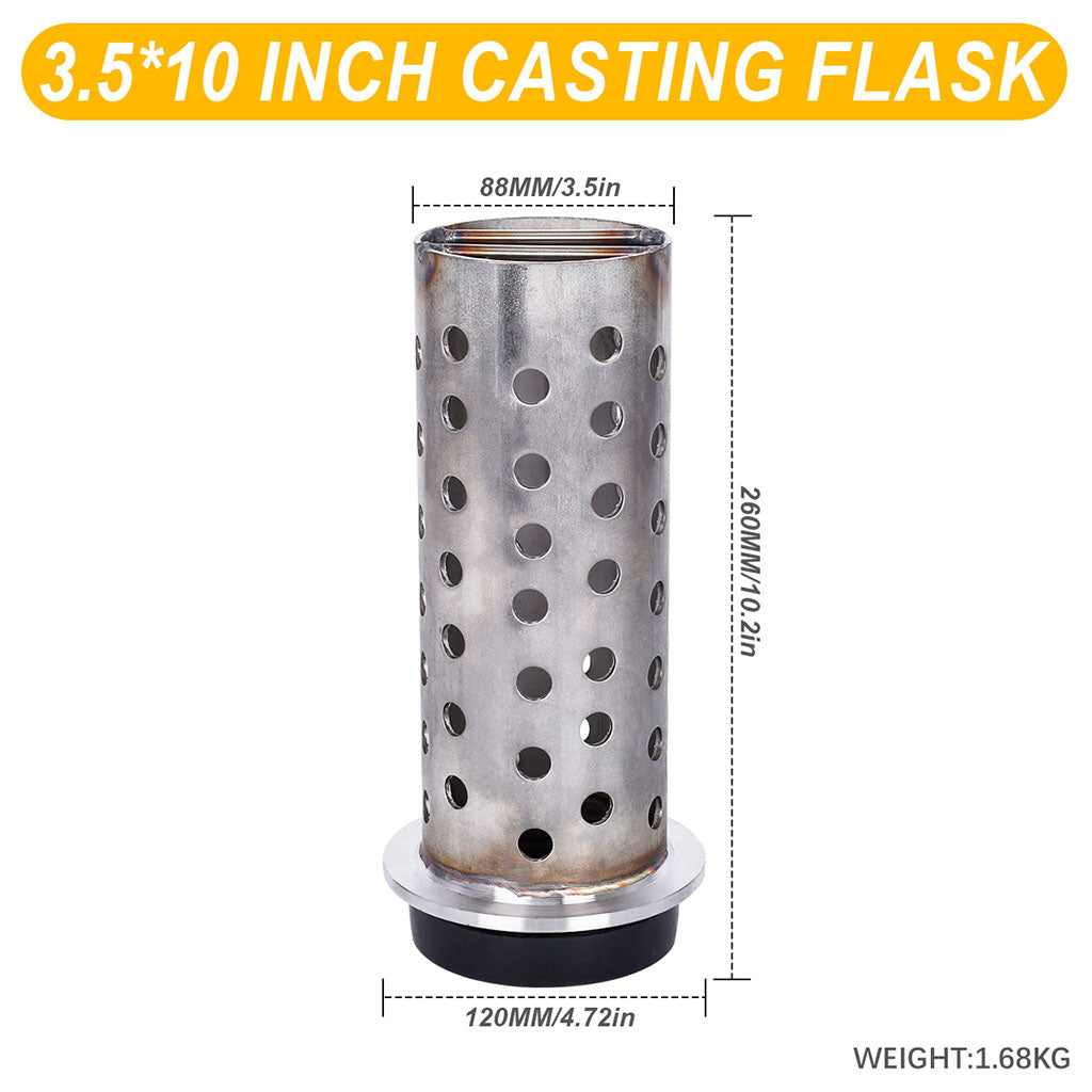 Tooltos Jewelry Tools 3.5 x 10 inch Tooltos 3.5 inch Perforated Stainless Steel Casting Flask Wall Flanged Vacuum Casting Plaster Mold