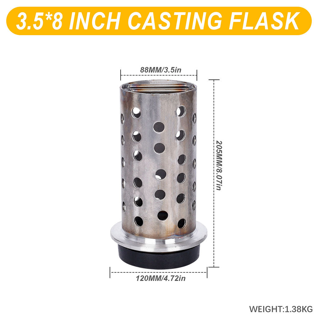 Tooltos Jewelry Tools 3.5 x 8 inch Tooltos 3.5 inch Perforated Stainless Steel Casting Flask Wall Flanged Vacuum Casting Plaster Mold