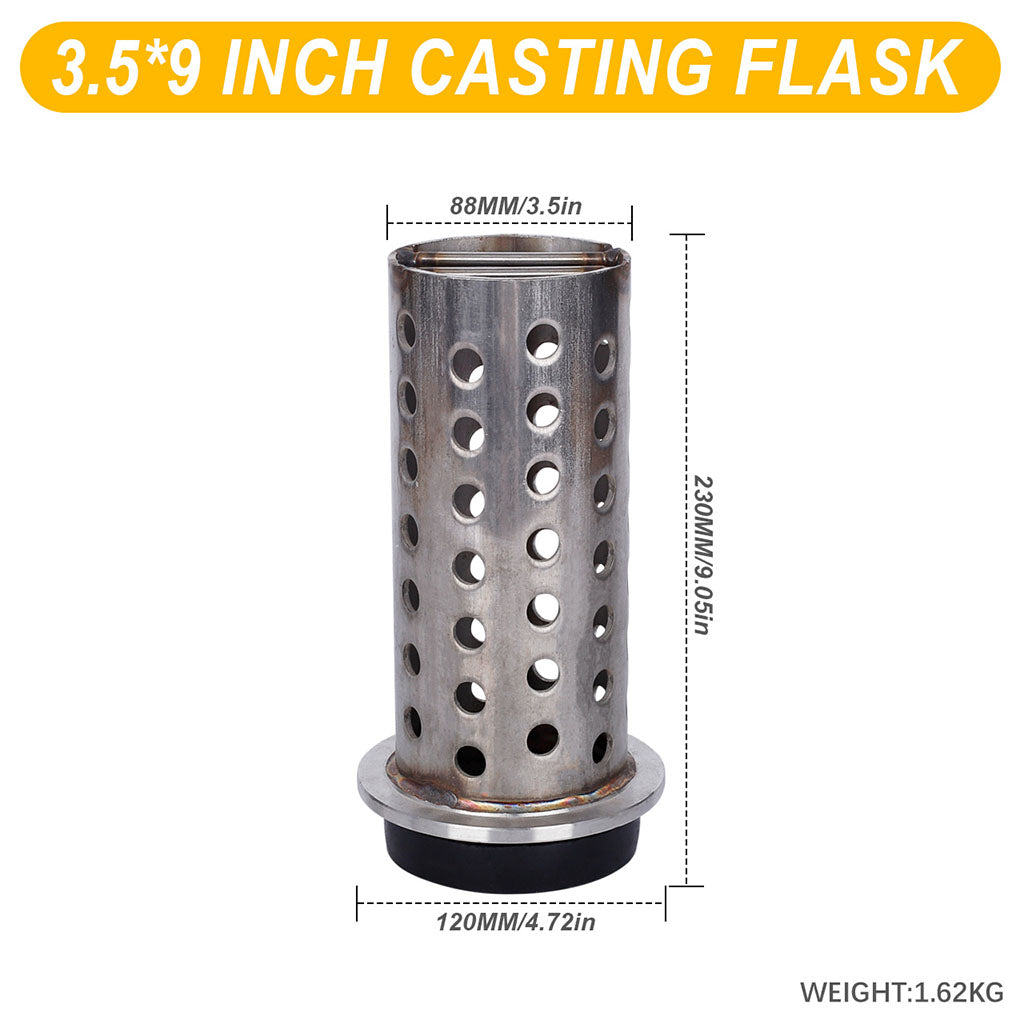 Tooltos Jewelry Tools 3.5 x 9 inch Tooltos 3.5 inch Perforated Stainless Steel Casting Flask Wall Flanged Vacuum Casting Plaster Mold