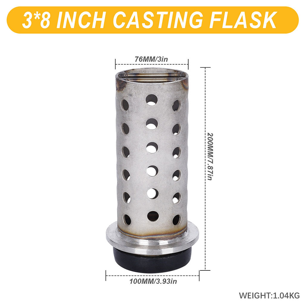 Tooltos Jewelry Tools 3 x 8 inch Tooltos 3 inch Perforated Stainless Steel Casting Flask Wall Flanged Vacuum Casting Plaster Mold