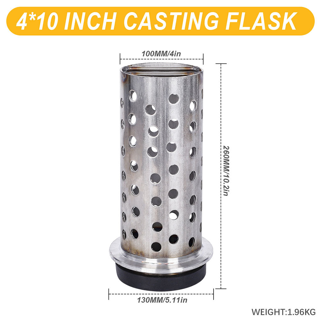 Tooltos Jewelry Tools 4 x 10 inch Tooltos 4 inch Perforated Stainless Steel Casting Flask Wall Flanged Vacuum Casting Plaster Mold