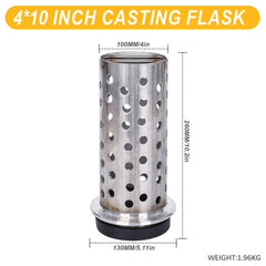 Tooltos Jewelry Tools 4 x 10 inch Tooltos 4 inch Perforated Stainless Steel Casting Flask Wall Flanged Vacuum Casting Plaster Mold