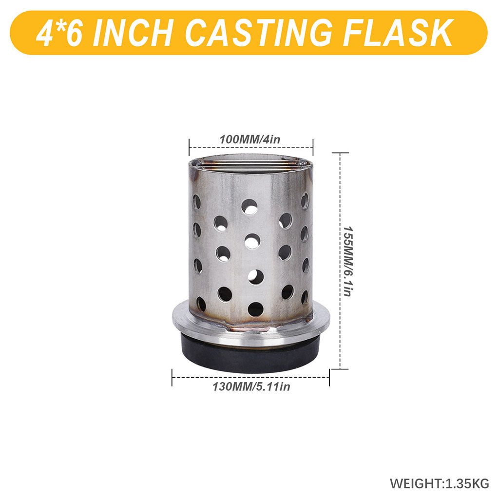 Tooltos Jewelry Tools 4 x 6 inch Tooltos 4 inch Perforated Stainless Steel Casting Flask Wall Flanged Vacuum Casting Plaster Mold