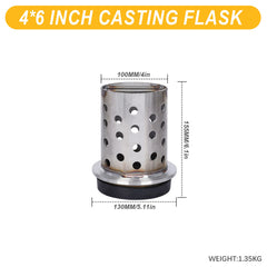 Tooltos Jewelry Tools 4 x 6 inch Tooltos 4 inch Perforated Stainless Steel Casting Flask Wall Flanged Vacuum Casting Plaster Mold