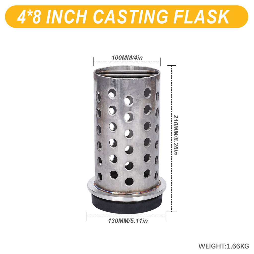 Tooltos Jewelry Tools 4 x 8 inch Tooltos 4 inch Perforated Stainless Steel Casting Flask Wall Flanged Vacuum Casting Plaster Mold