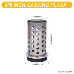 Tooltos Jewelry Tools 4 x 8 inch Tooltos 4 inch Perforated Stainless Steel Casting Flask Wall Flanged Vacuum Casting Plaster Mold