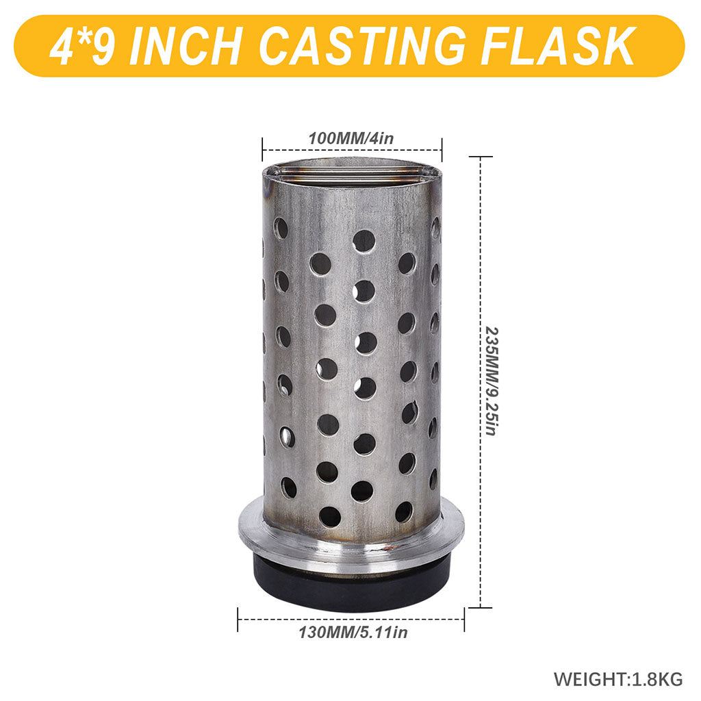 Tooltos Jewelry Tools 4 x 9 inch Tooltos 4 inch Perforated Stainless Steel Casting Flask Wall Flanged Vacuum Casting Plaster Mold