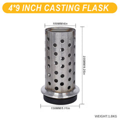 Tooltos Jewelry Tools 4 x 9 inch Tooltos 4 inch Perforated Stainless Steel Casting Flask Wall Flanged Vacuum Casting Plaster Mold