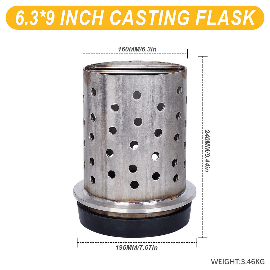 Tooltos Jewelry Tools 6.3 x 9 inch Tooltos 6.3 inch Perforated Stainless Steel Casting Flask Wall Flanged Vacuum Casting Plaster Mold