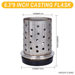 Tooltos Jewelry Tools 6.3 x 9 inch Tooltos 6.3 inch Perforated Stainless Steel Casting Flask Wall Flanged Vacuum Casting Plaster Mold