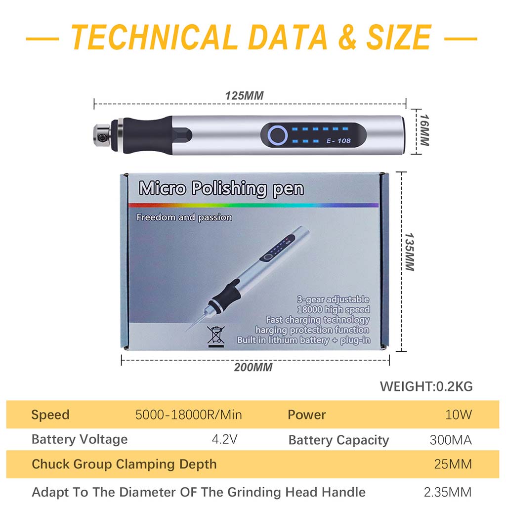 Tooltos Jewelry Tools Tooltos 18000RPM Mini Portable USB Rechargeable Engraving Pen Engraving Machine