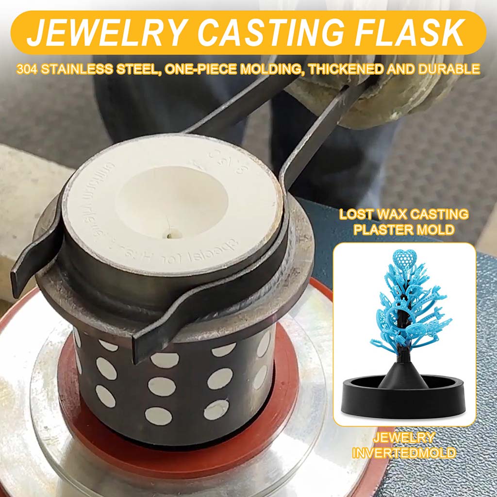 Tooltos Jewelry Tools Tooltos 2.5 inch Perforated Stainless Steel Casting Flask Wall Flanged Vacuum Casting Plaster Mold