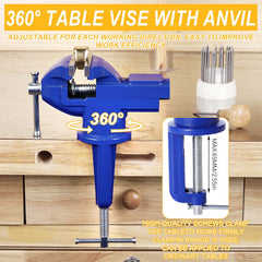 Tooltos Jewelry Tools Tooltos 360° Swivel Base Bench Vise Universal Table Vise With Anvil