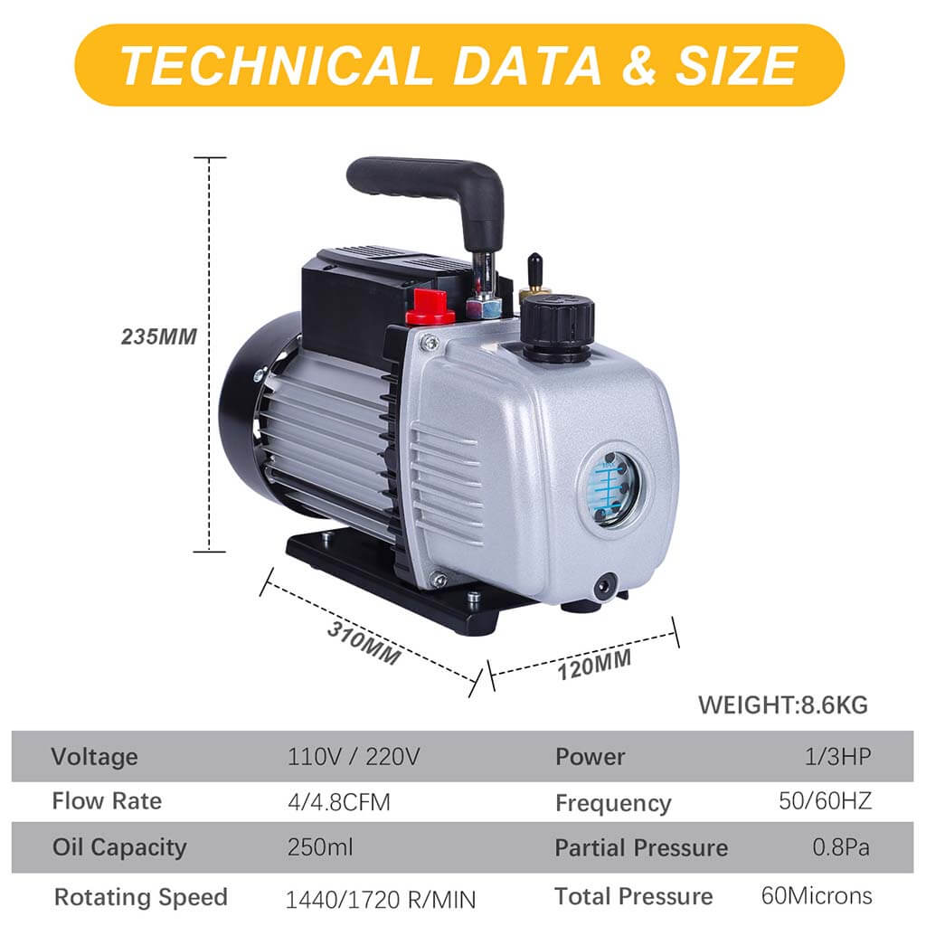 Tooltos Jewelry Tools Tooltos 4CFM 1/3HP Single Stage Professional Vacuum Pump