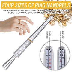 Tooltos Jewelry Tools Tooltos 4PCS Ring Sizing Jewelry Making Kit Ring Sizing Mandrels Ring Sizing Gauges Rubber Hammers