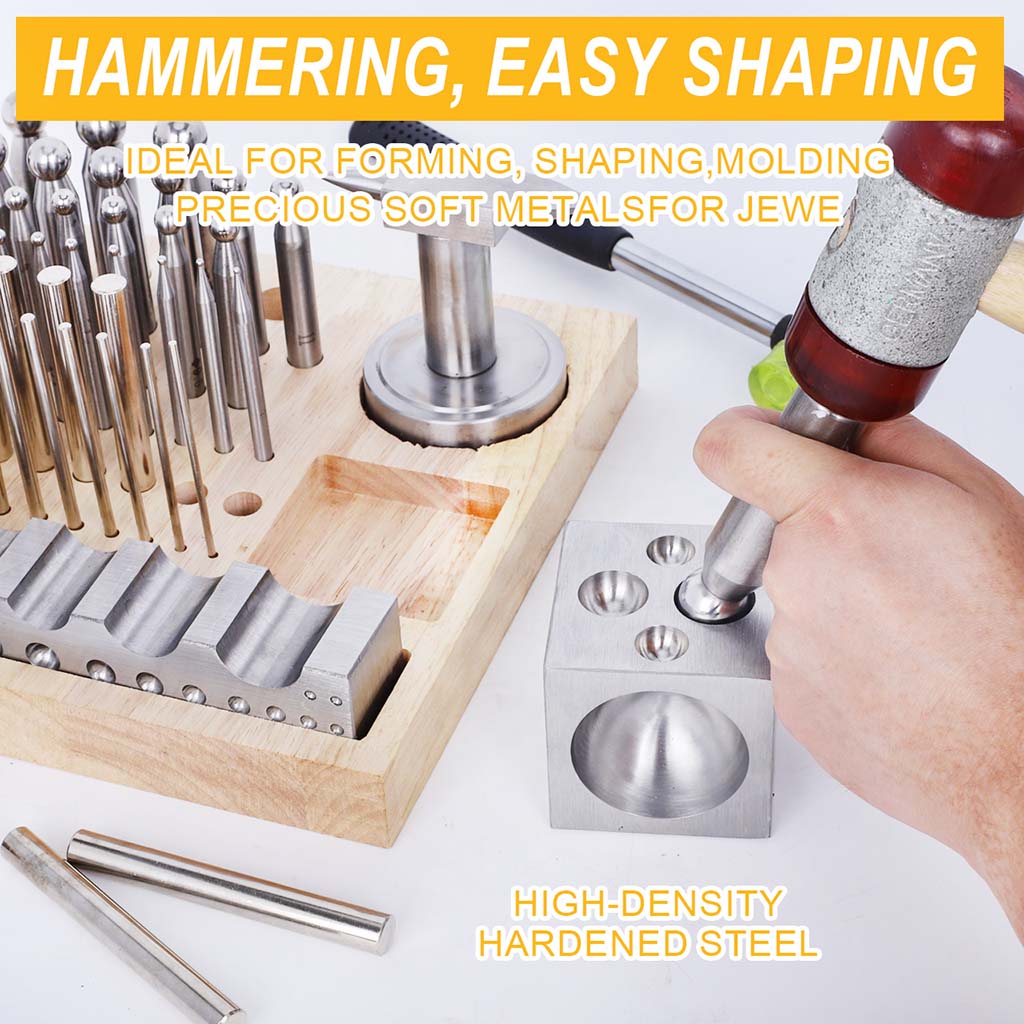 Tooltos Jewelry Tools Tooltos 50pcs Multi-Purpose Metal Forming Dapping Set For Jewelry Making