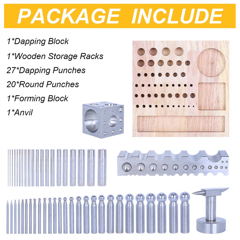 Tooltos Jewelry Tools Tooltos 50pcs Multi-Purpose Metal Forming Dapping Set For Jewelry Making