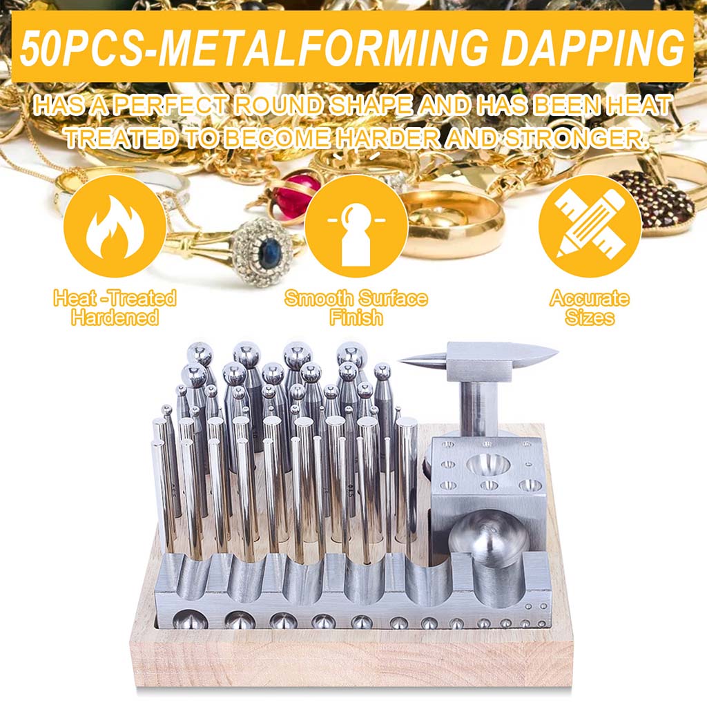 Tooltos Jewelry Tools Tooltos 50pcs Multi-Purpose Metal Forming Dapping Set For Jewelry Making