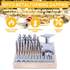 Tooltos Jewelry Tools Tooltos 50pcs Multi-Purpose Metal Forming Dapping Set For Jewelry Making