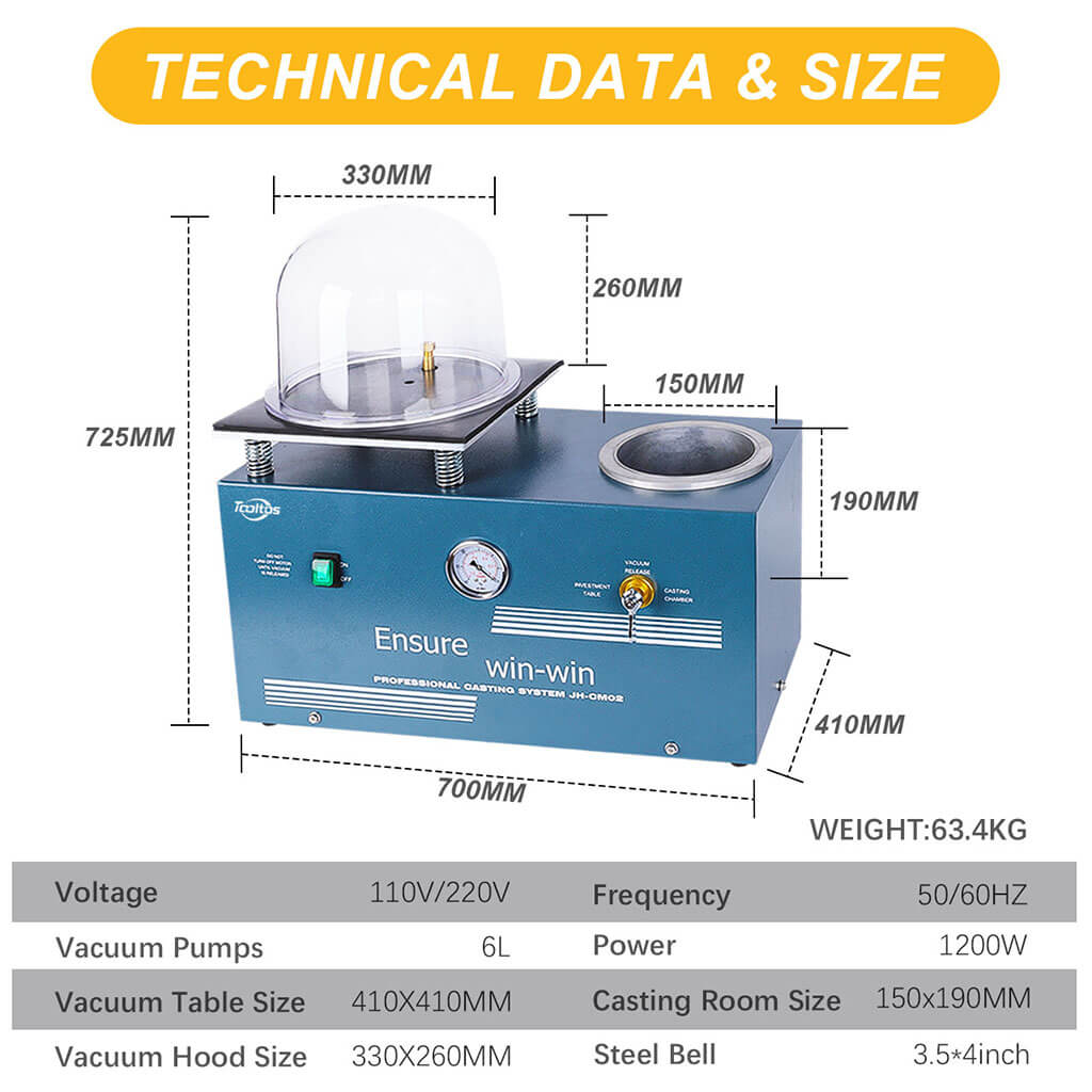 Tooltos Jewelry Tools Tooltos 6L Lost Wax Method Jewelry Vacuum Investing Casting Machine