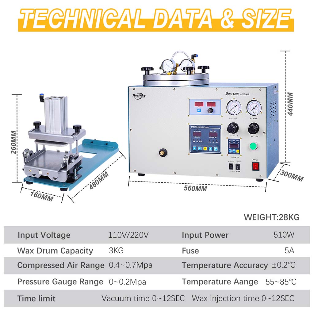 Tooltos Jewelry Tools Tooltos Automatic Digital Control Jewelry Vacuum Wax Injection Machine