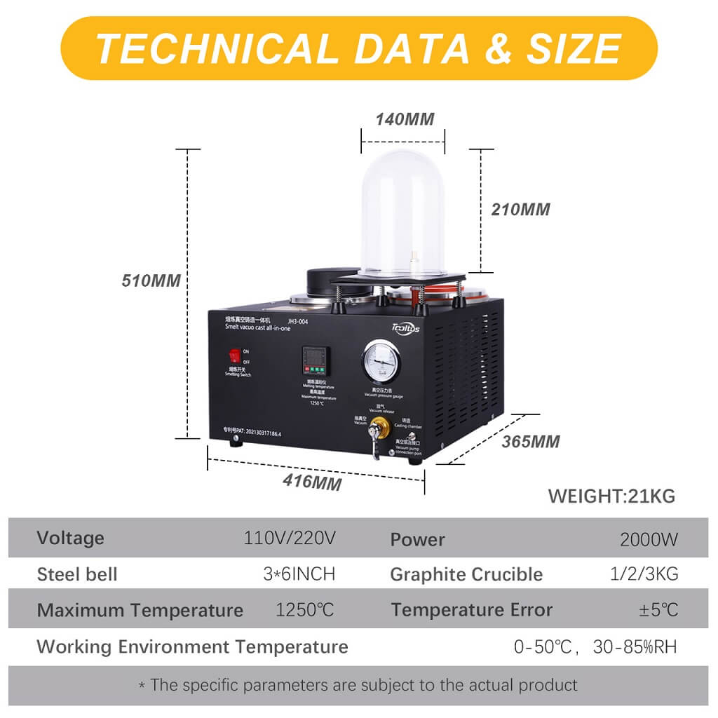 Tooltos Jewelry Tools Tooltos Digital Display Jewelry Casting Vacuum Melting Machine