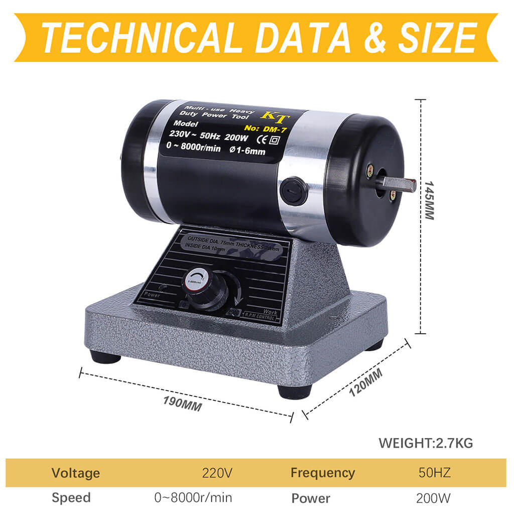 Tooltos Jewelry Tools Tooltos DM-7 Multi-Use Adjustable Speed Bench Lathe Jewelry Grinding And Polishing Machine